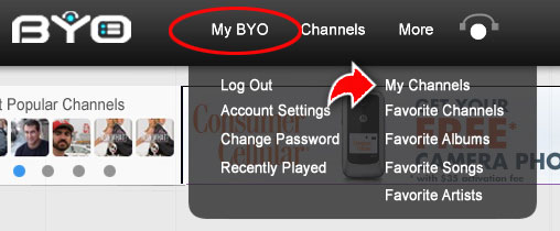 Go to your channel page (in the menu click on MY BYO.